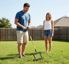 4-Spike Lawn Aerator Tool - Spring-Loaded Manual Soil Aerator for Healthier Gras