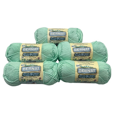 Bernat Love Bug 100% Baby Cotton Yarn ''Grasshopper Green'' LOT OF 5 SKEINS