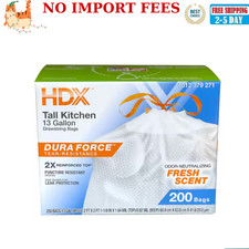 13 Gallon Fresh Scent Tall Kitchen Trash Bags with Drawstring, 200-Count