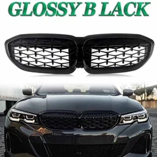 Gloss Black Diamond Front Kidney Grill Grille for 2019-2022 BMW G20 330i M340i