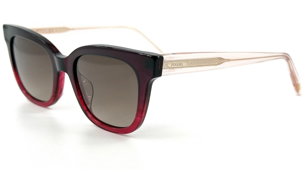 Fossil FOS2119S Womens Plastic Sunglass 0JMJHA Raspberry 51-19 Brown Grad w Case Fossil Oval FW100 Sunglasses Brown Crystal Plastic Frame  main image 2