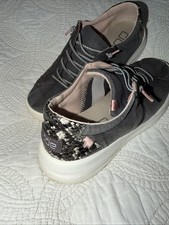 Hey Dude Karina Slip On Shoe Women  s 8 Jet Black Gray Casual Comfort Sneaker