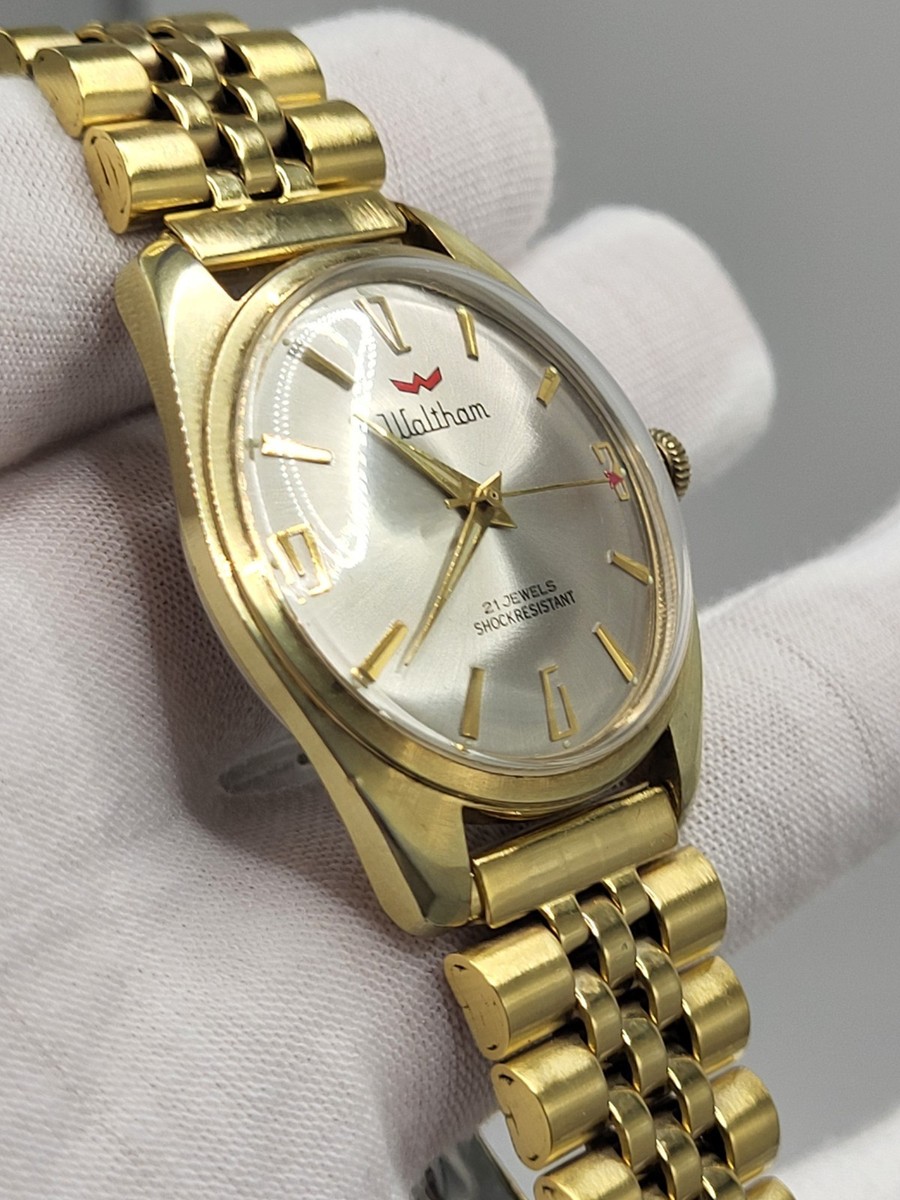 NEAR MINT] 1960'S Waltham Watch 21 Jewels Shockresistant