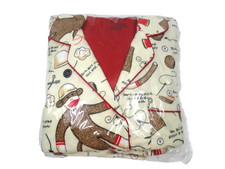 RARE NEW Nick Nora "How to Build a Sock Monkey" Pajama Set, Adult Medium