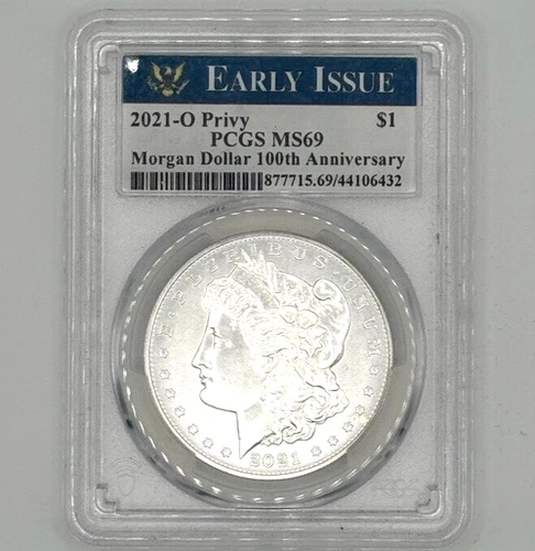 2021-O Privy Early Issue 100th Anniversary Morgan Silver Dollar, PCGS MS 69