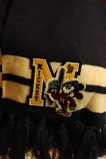 DISNEY PARKS Navy Blue  White Winter Scarf Mickey Mouse Tassels Sz.Adult NWOT