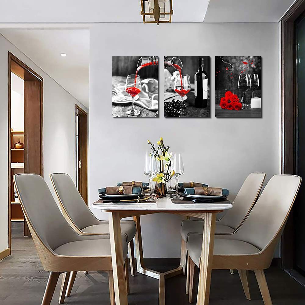 Kitchen Wall Art for dining room Wall Decor Still life Black and white Canvas...