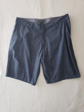 O'Neill Men's Blue Plaid Chino Flat Front Shorts Button Closure Pockets Logo