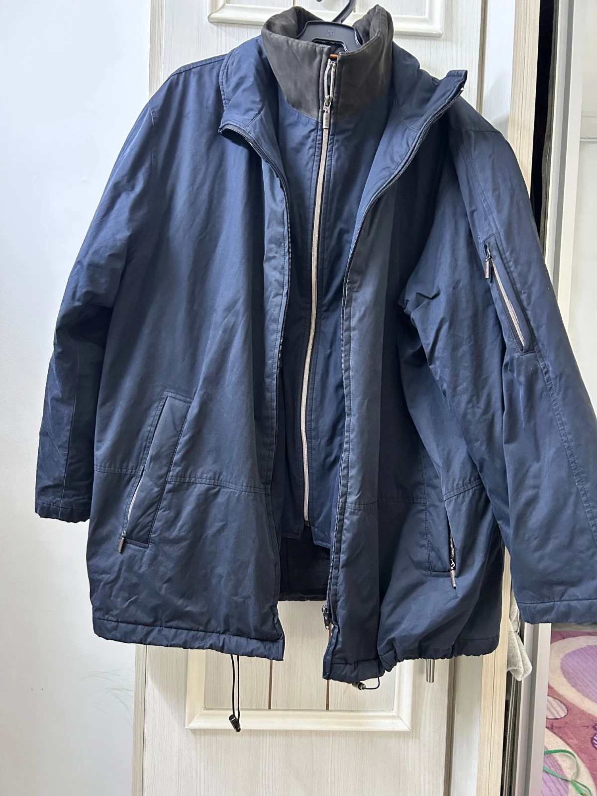 Bugatti Men’s 2-in-1 Winter Jacket Coat Navy Blue Insulated Zip Size L/XL 82cm