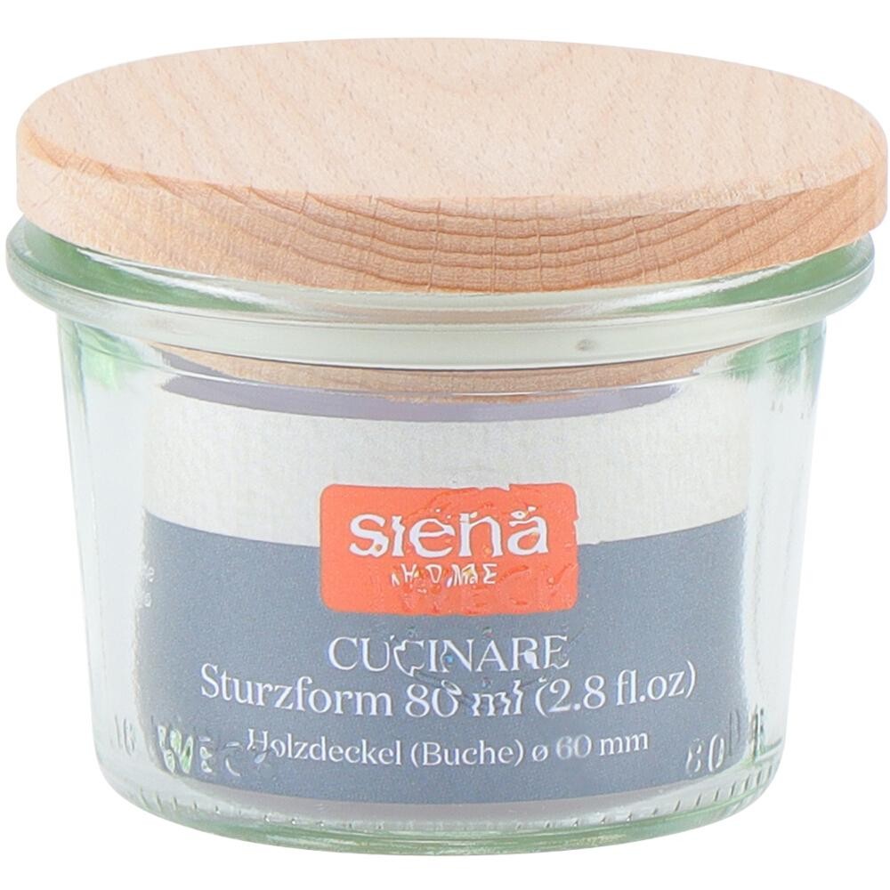 SIENA HOME Sturz-Glas ''Cucinare'' RR80 Weck-Glas 80 ml, Buchenholz-Deckel