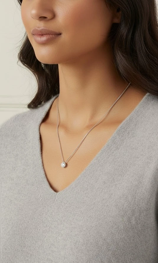 Collana Donna Punto Luce Cipollina Argento 925 Zircone Bianco Brillante 6mm - Immagine 4 di 4