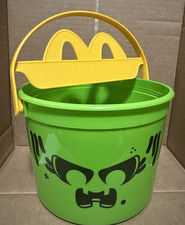 2025 McDonald's Halloween Green Boo Bucket Pail -with stickers Happy meal toy