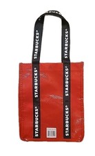 Starbucks Black Reusable Tote Lunch Bag Promo Black Red 10x8