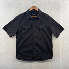 A.P.C. Shirt Medium Black Short Sleeve Button Up Pockets Stiff Boxy Fit Pockets