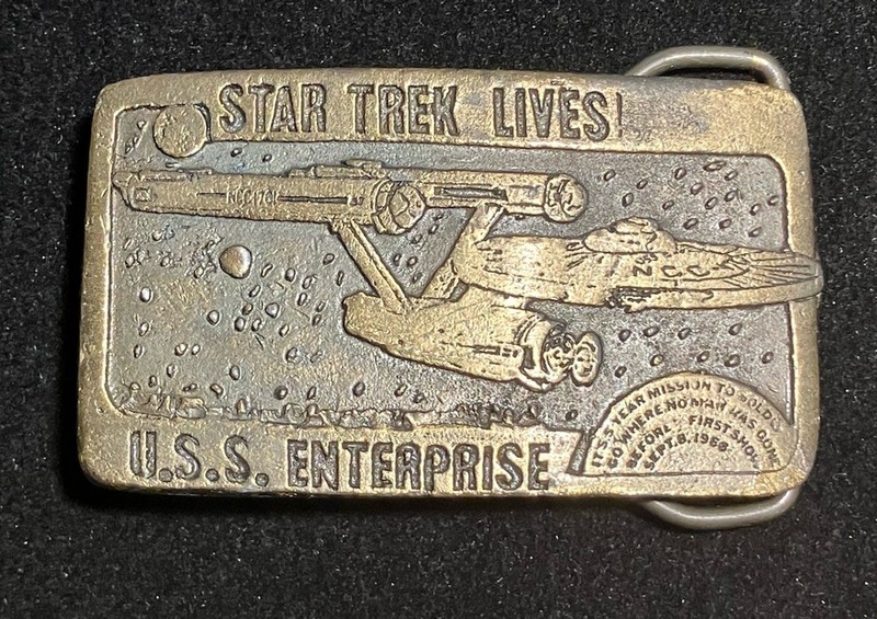 Star Trek Lives USS Enterprise Vintage Brass Belt Buckle By Tiffany Studio NY