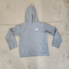 Nike Sportswear Club Hoodie Boys Youth Large Gray Pullover Fleece Swoosh Pocket