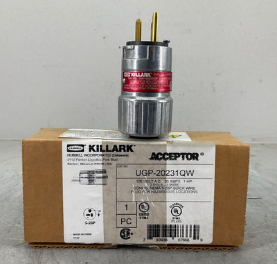 KILLARK UGP-20231QW QUICK WIRE PLUG 120VAC 20A 1HP 2P/3W NEW