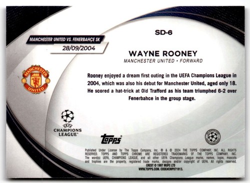 2023 Topps Chrome UEFA Starball Debut Wayne Rooney #SD-6 Manchester United - Bild 2 von 2