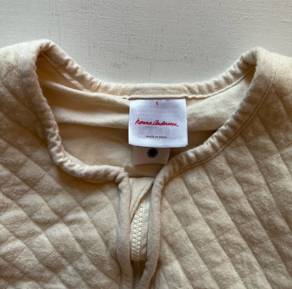 Juego de 2 sacos de dormir para bebé Hanna Andersson talla GRANDE acolchado algodón azul, crudo Foto 4 de 4