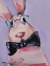 Jose Trujillo Fine Art PRINT 16x20" Collectible Artist Bunny Black Bowtie