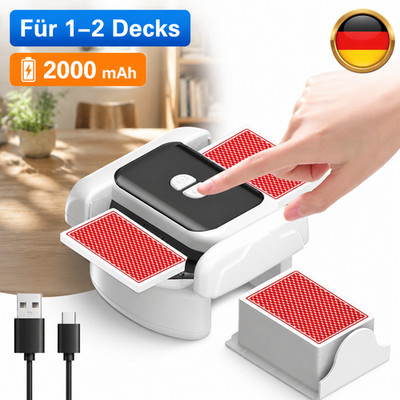 Elektrischer Kartenmischer Wiederaufladbar 2000mAh für Poker Blackjack 2 Decks