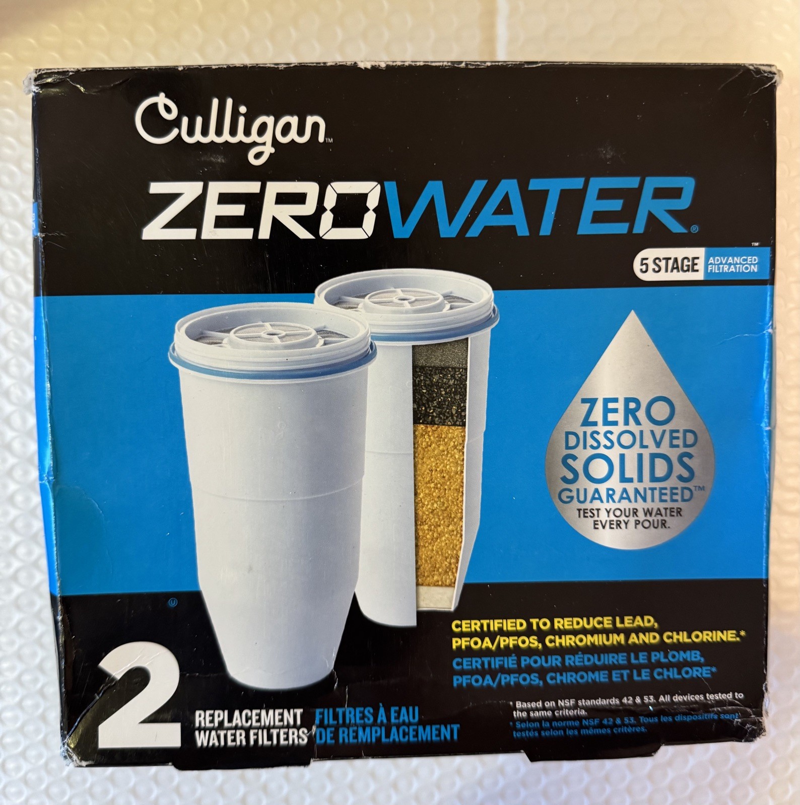 2 Pack Zero Water Filter 5 Stage Advanced Filtration ZR-017 Replacement New