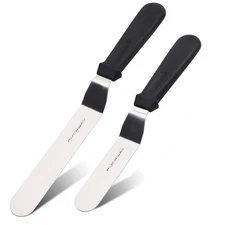 Angled Icing Spatula, Stainless Steel Offset Spatula, Cake Spatula Set of 2 B...