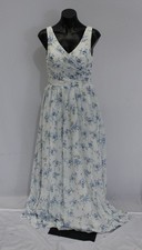 Azazie Women's Keyla Pleated Chiffon Dress EH6 Blue Cottage Floral Size A6 NWT