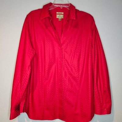 Gold Label Investments Women Plus Beautiful Red Non-Iron 100% Cotton Shirt 18W