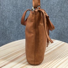 Margot New York Anna Crossbody Tote Bag Cognac Tan Genuine Leather Tassel