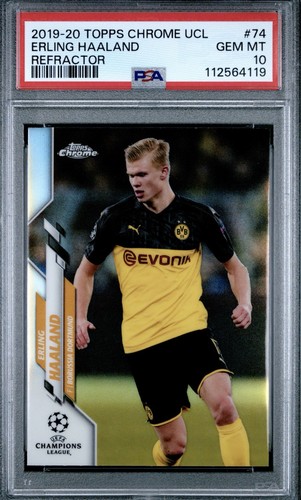 2019 Topps Chrome UCL Erling Haaland Refractor RC Rookie PSA 10 Gem Mt SP #74🔥