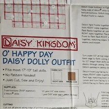 Daisy Kingdom Fabric Panel Doll Outfit Pattern | O' Happy Day