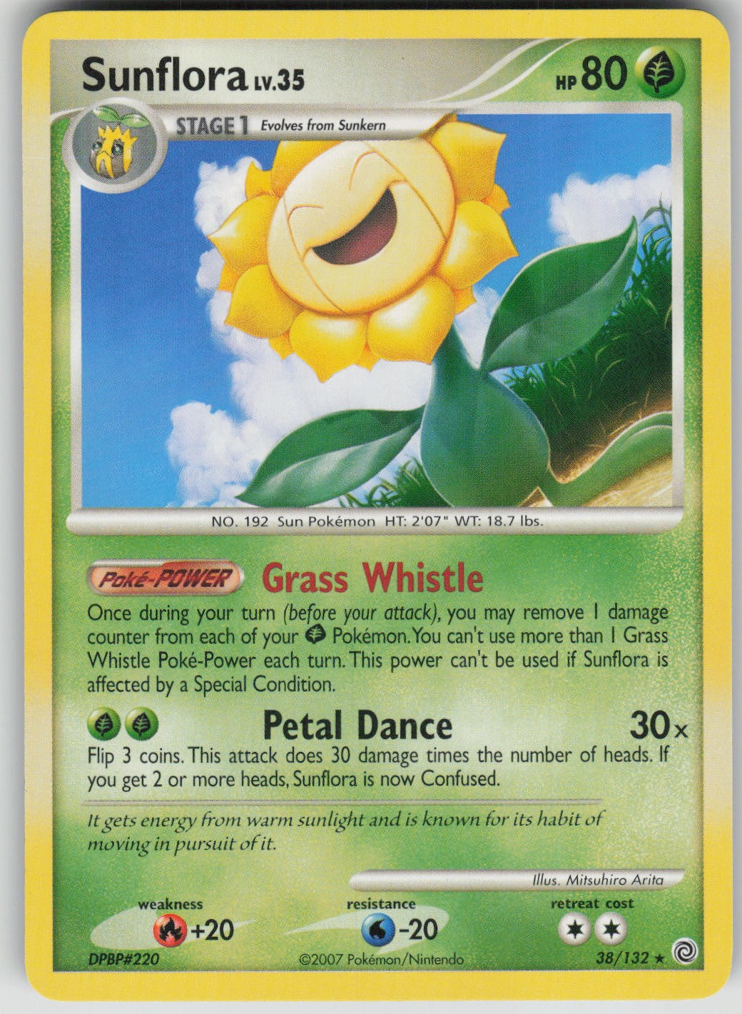 Pokemon TCG Sunflora Rare Secret Wonders 38/132