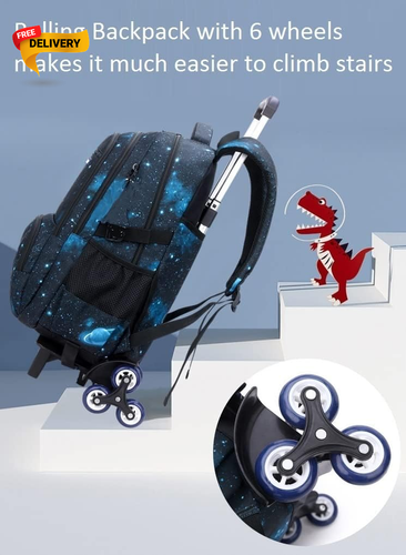 Mochila con ruedas Galaxy para niños 3 piezas Mochila con ruedas Trolley Bolsa para libros - Imagen 6 de 12