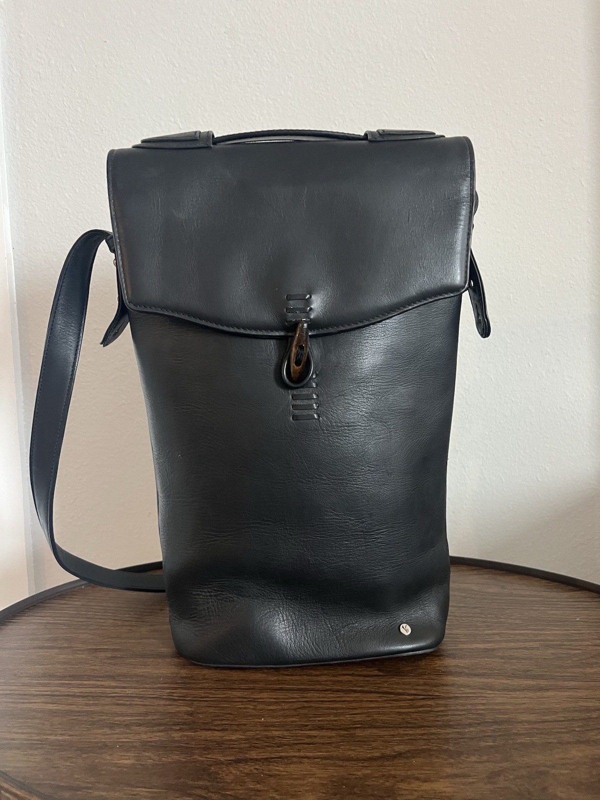 Leather Wine Carrier Tote 2 Bottle Brown Travel Picnic Gift 