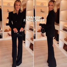 ZARA WOMAN NWT FW25 BLACK ZW COLLECTION FITTED BUTTON BLAZER 8689/570/800