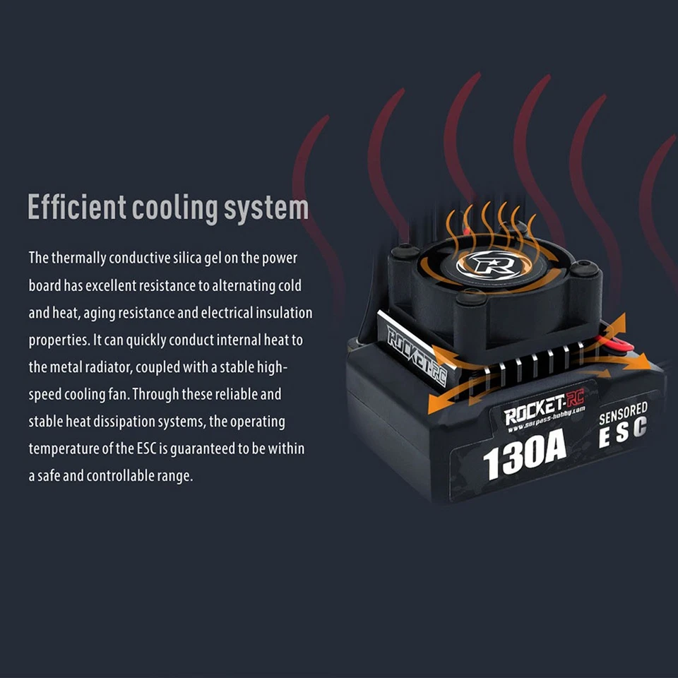 ROCKET-RC 130A Brushless Sensored ESC 6V/5A BEC For 1/10 Car 380/390/540 Motor - Image 4 of 4