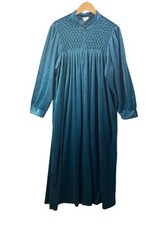 VTG National Velour Teal Robe House Dress 1/2 Zip Up Women lounge 1X