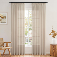 Topfinel Voile Gardinen VorhäNge Mit KräUselband In Leinen-Optik Transparent FüR