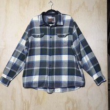 Orvis Plaid Flannel Shirt Mens Small Blue Green Button Up Heavy Shirt