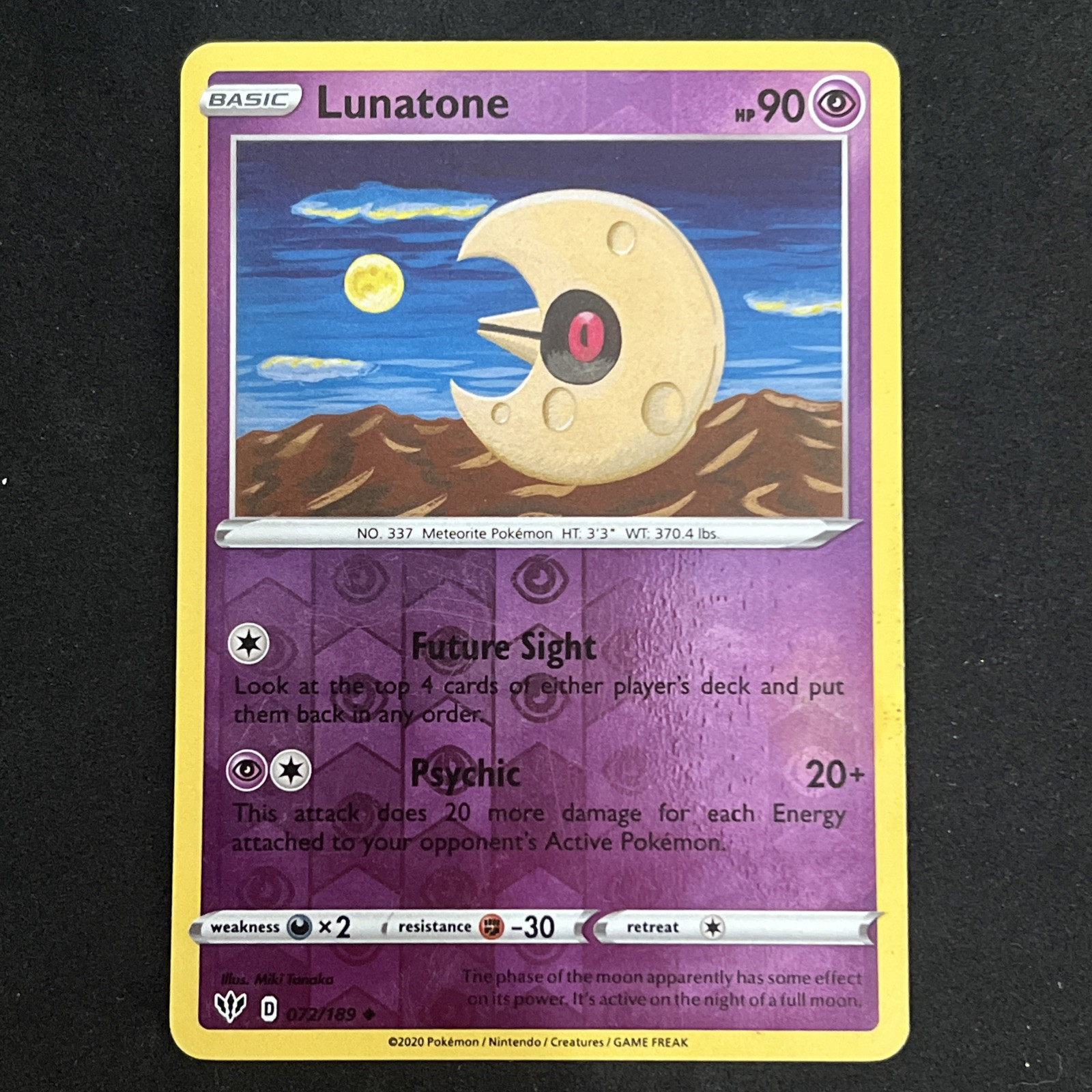 062/159 Lunatone : Reverse Holo Card : Pokemon TCG SWSH12.5 Crown