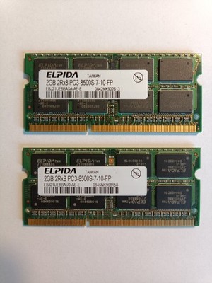 Elpida 2 X 2GB DDR3-RAM 2Rx8 PC3-8500S-7-10-FP RAM aus Lenovo Thinkpad T410
