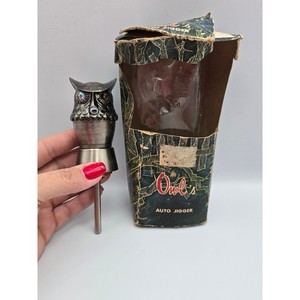 Vintage Owl Auto Jigger Bar Tool Cocktail Mixer with Original Box