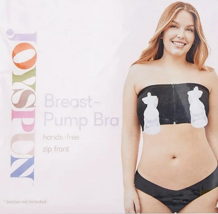 Joyspun Hands-Free Zip Front Pumping Bra in Black Size XXL New With Tags-image