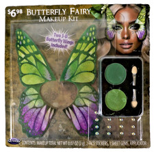 Butterfly Fairy Makeup Kit - Green - Includes Two 3D Butterfly Wings