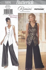 BUTTERICK 3191 MISSES TEEN TOP & WIDE LEG PANTS PATTERN SIZE 6 8 10 12