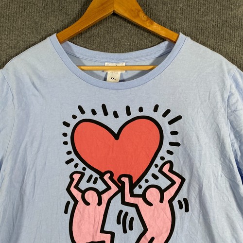 Keith Haring Shirt Womens 2XL XXL Blue Top Boyfriend Fit Relaxed Retro Pop Art - Picture 2 of 11