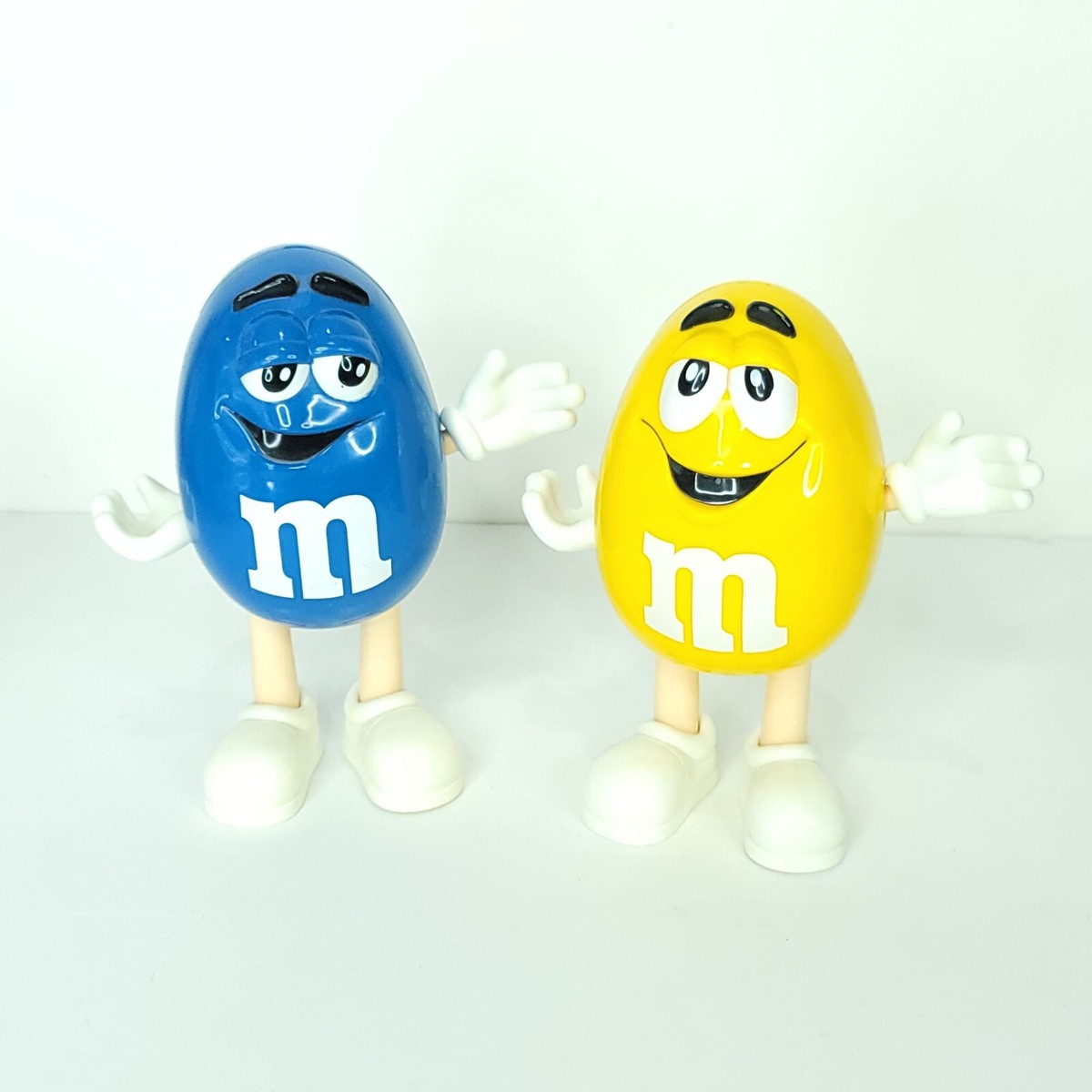 M&M's Yellow and Blue Lot of 2 Peanut Candy Dispensers RARE M and