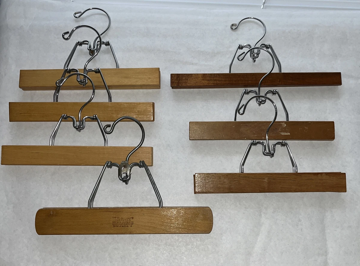 7 Vintage Wooden Assorted Pants Hangers Clothing Closet