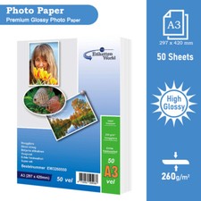 Image of 50 Sheets Glossy Photo Paper 260 GSM for Inkjet Printers A3 A4 A5 6x4 13x18